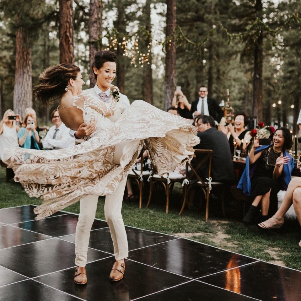 two brides having their first dance